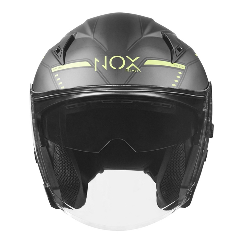 Otevřená přilba na motorku NOX N128 Krill černo-fluo žlutá