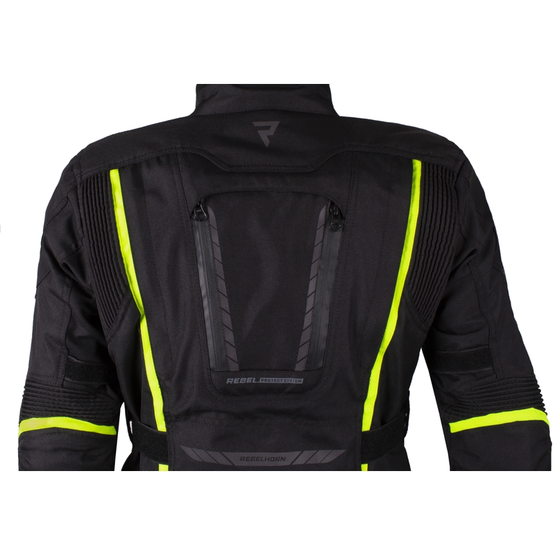 Giacca moto da donna Rebelhorn Hiker III nero-giallo fluo Saldi