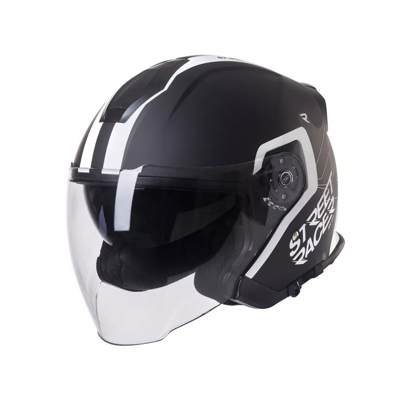 Casco moto aperto Street Racer SR 01 bianco e nero