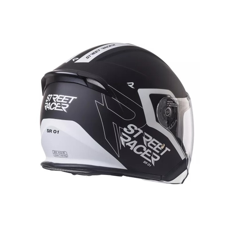 Casco moto aperto Street Racer SR 01 bianco e nero