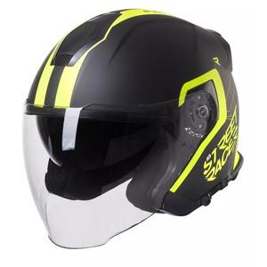 Casco moto aperto Street Racer SR 01 nero-giallo fluo