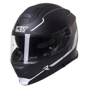 Casco da moto Street Racer SR V1 bianco e nero con punta in alto Saldi