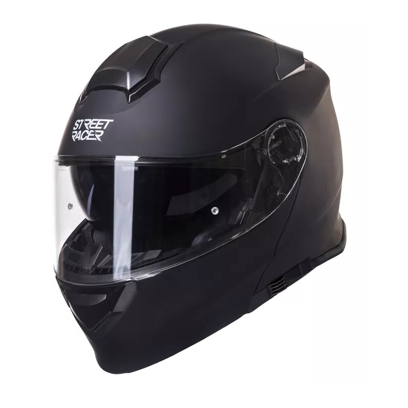 Casco da moto Street Racer SR V1 nero opaco ribaltabile