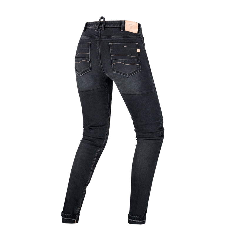 Jeans donna Shima Devon nero allungato per la moto Saldi