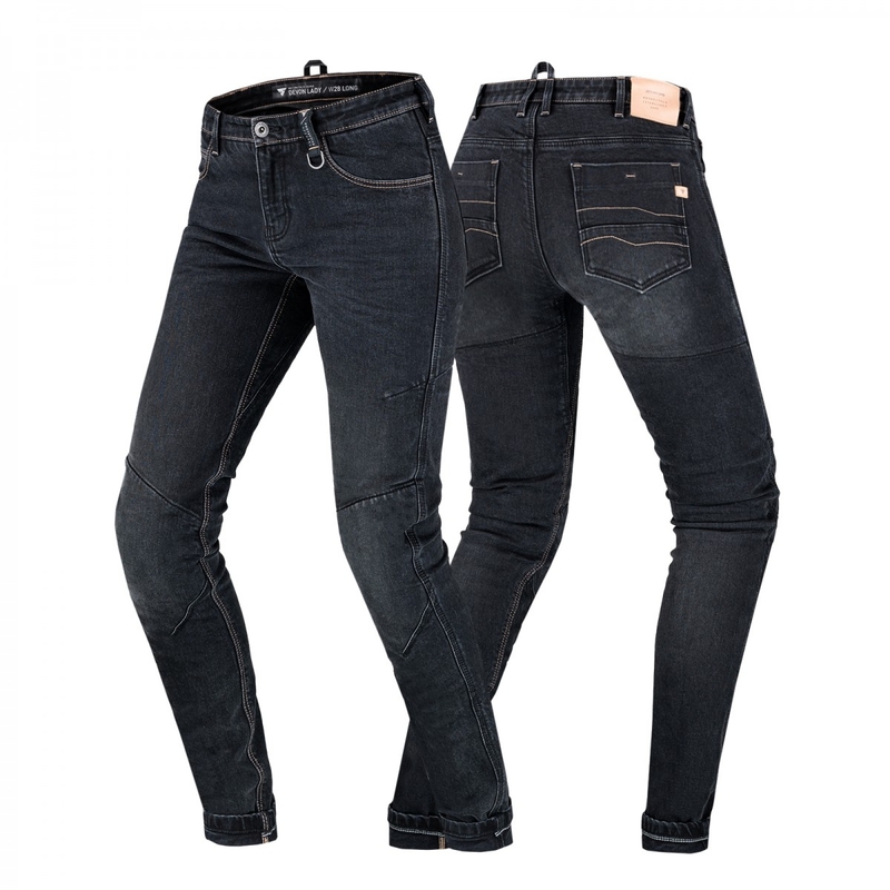 Jeans donna Shima Devon nero allungato per la moto Saldi