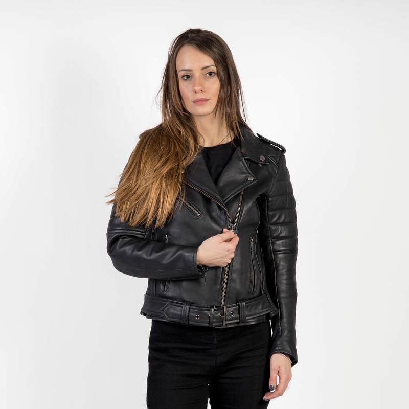 Giacca da moto Ozone Ramones Modern Black da donna Saldi