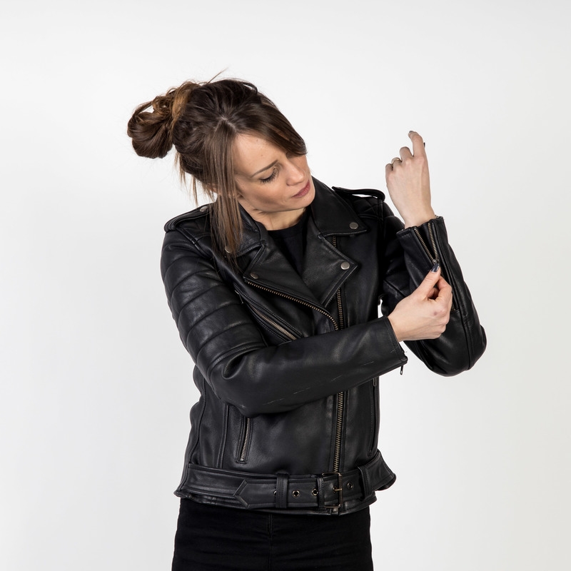 Giacca da moto Ozone Ramones Modern Black da donna Saldi
