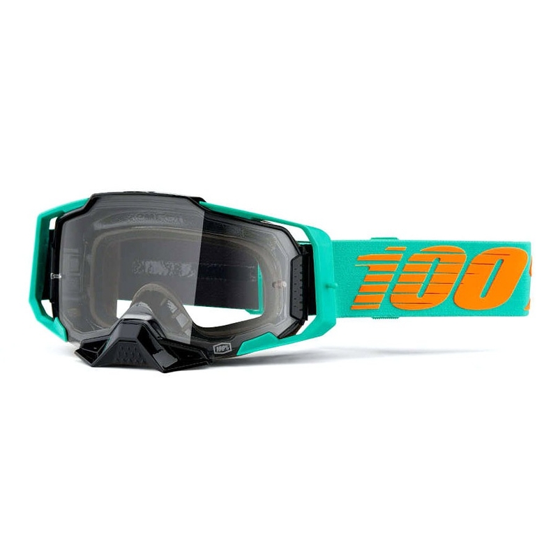 Occhiali da motocross 100% ARMEGA Clark turchese (plexi trasparente)