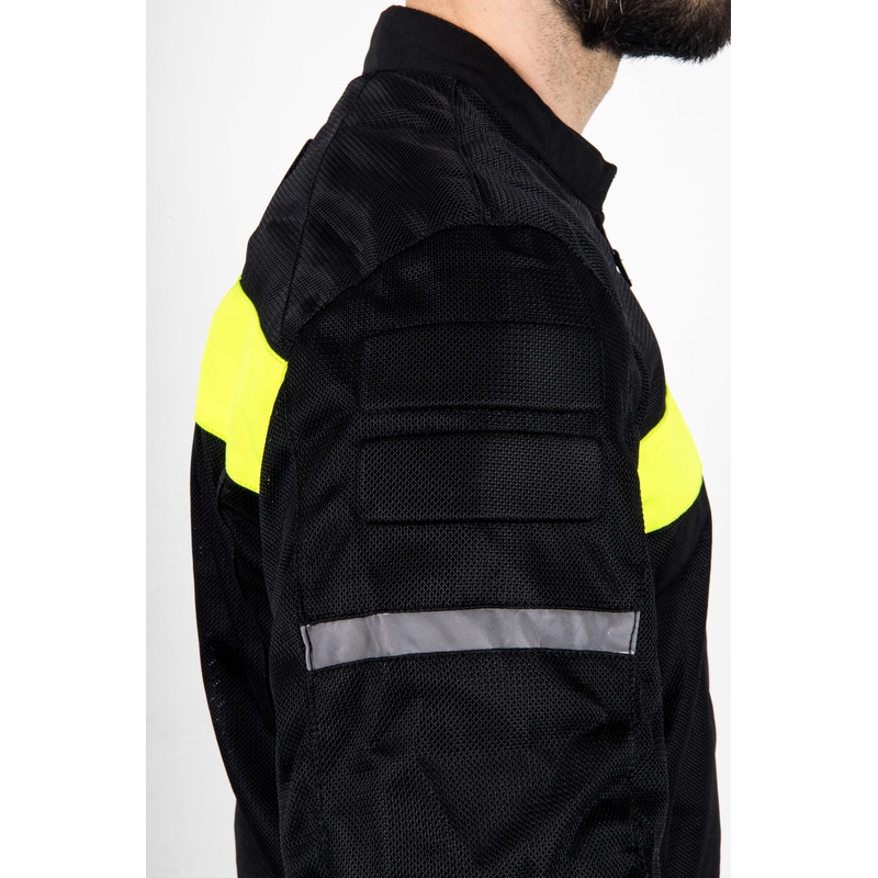 Giacca da moto Ozone Dart nero-giallo fluo