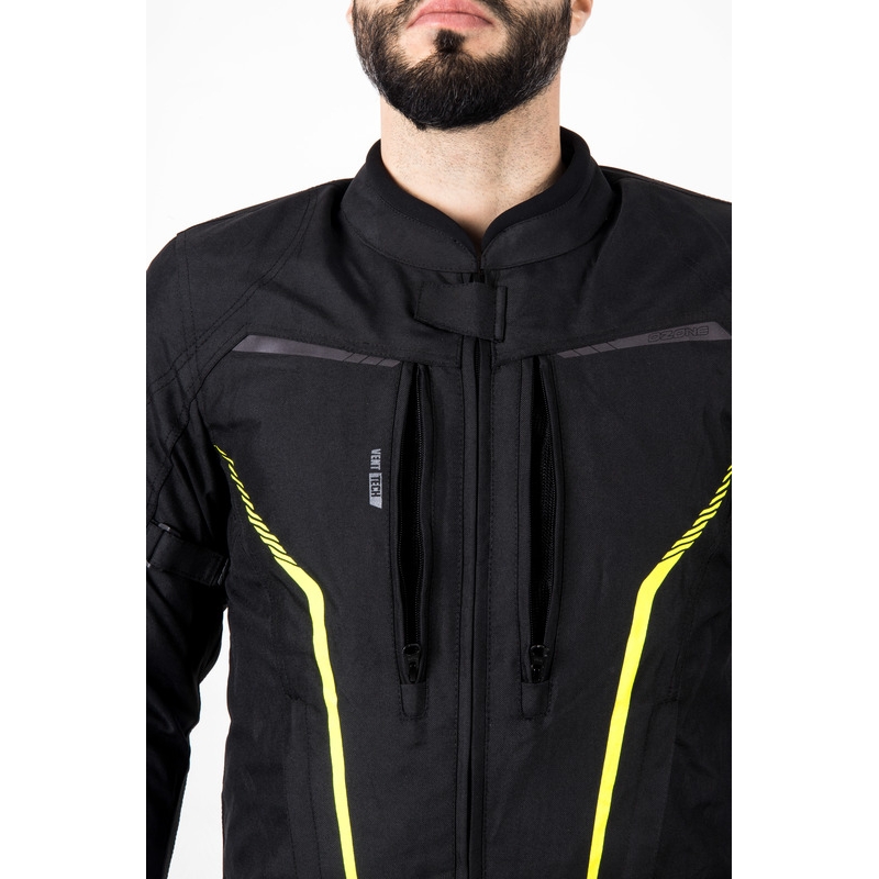 Giacca da moto Ozone Delta IV nero-giallo fluo