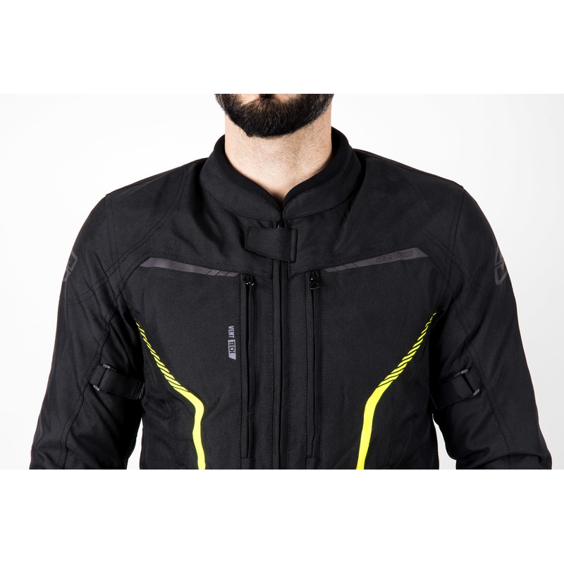 Giacca da moto Ozone Delta IV nero-giallo fluo