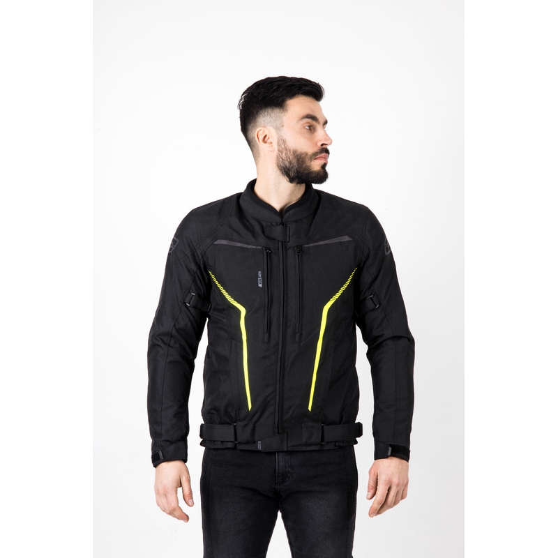 Giacca da moto Ozone Delta IV nero-giallo fluo