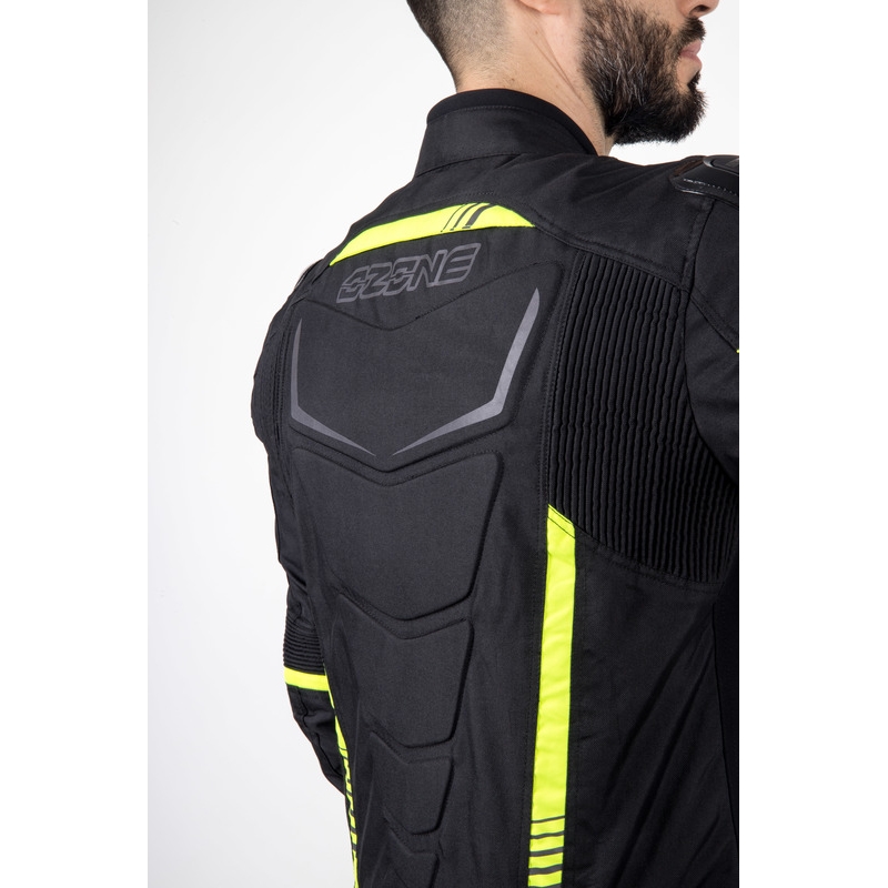 Giacca da moto Ozone Pulse nero-giallo fluo