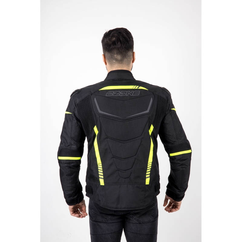Giacca da moto Ozone Pulse nero-giallo fluo