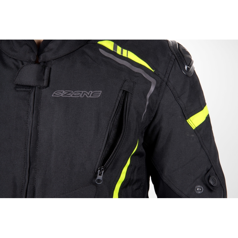 Giacca da moto Ozone Pulse nero-giallo fluo