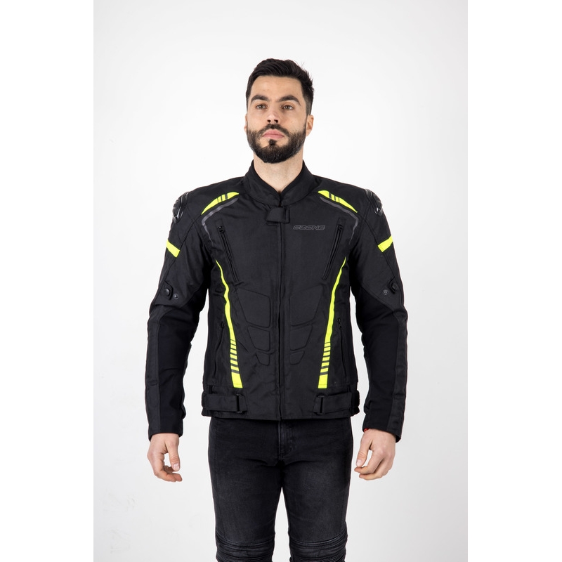 Giacca da moto Ozone Pulse nero-giallo fluo