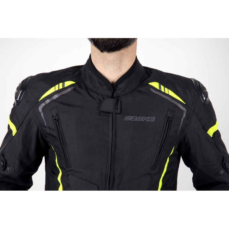 Giacca da moto Ozone Pulse nero-giallo fluo