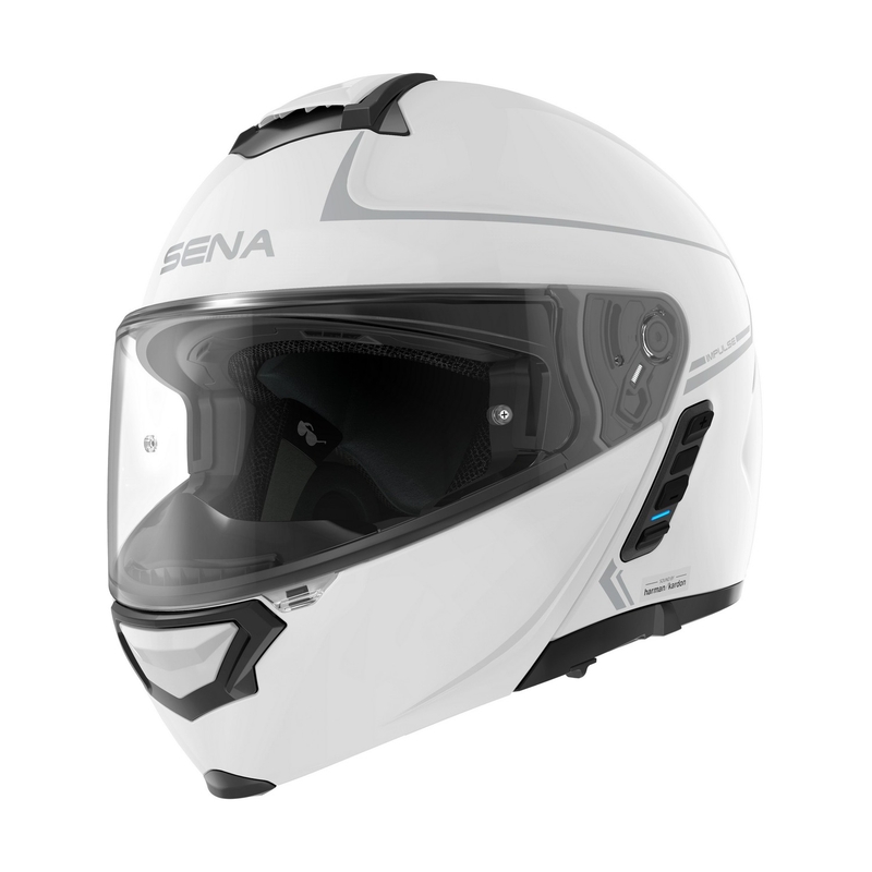 Casco moto pieghevole con cuffia a rete SENA Impulse bianco lucido Saldi