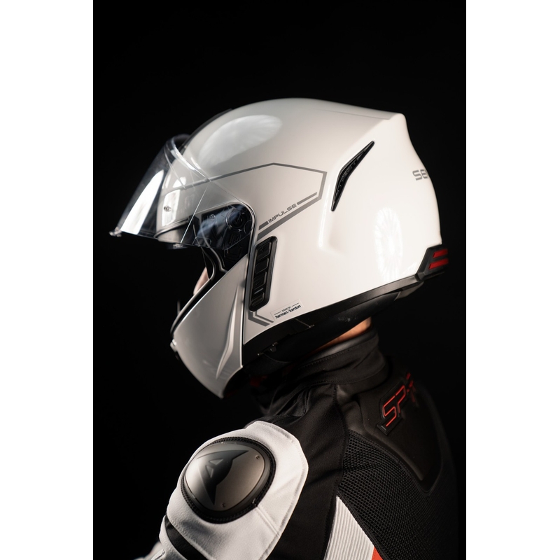 Casco moto pieghevole con cuffia a rete SENA Impulse bianco lucido Saldi