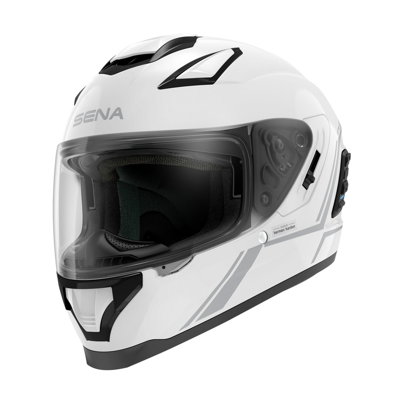 Casco integrale da moto con cuffia in rete SENA Stryker bianco lucido