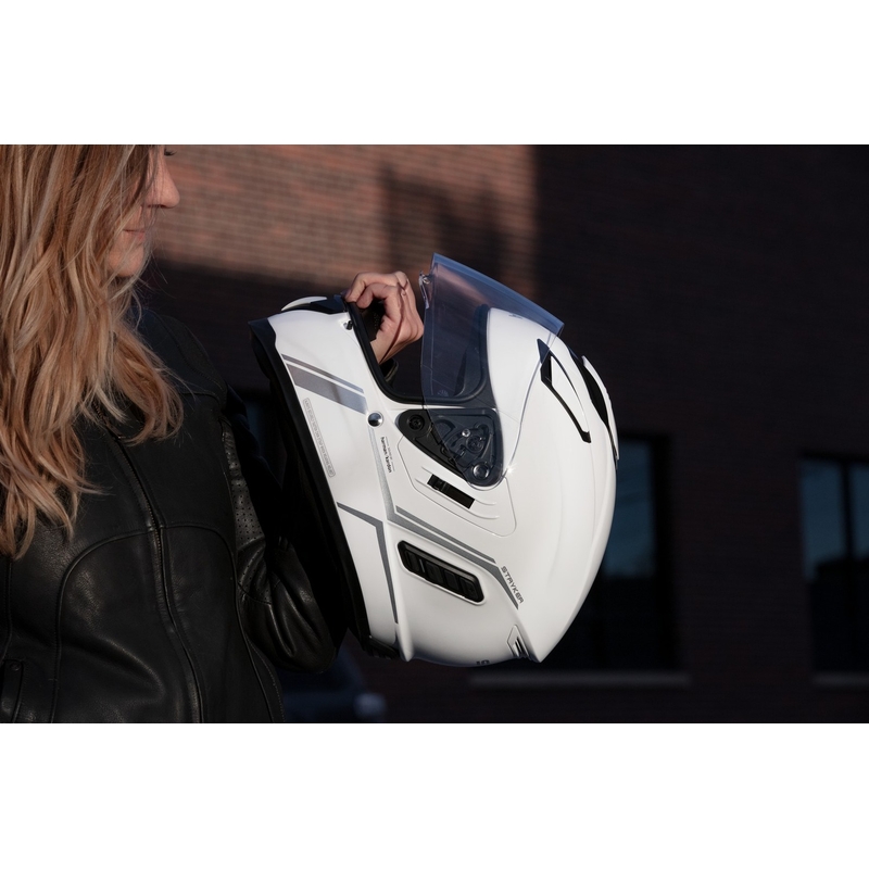 Casco integrale da moto con cuffia in rete SENA Stryker bianco lucido