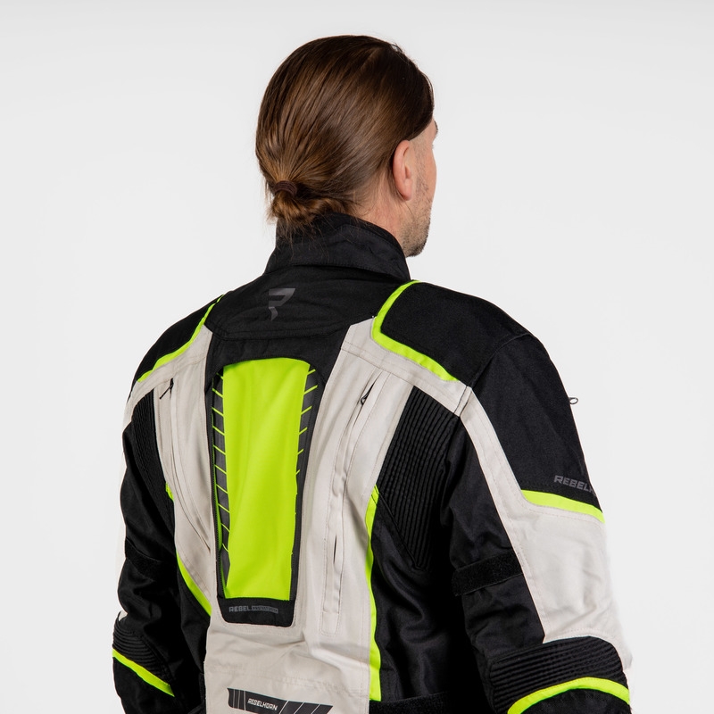 Giacca da moto Rebelhorn Hiker III nero-grigio-giallo fluo Saldi