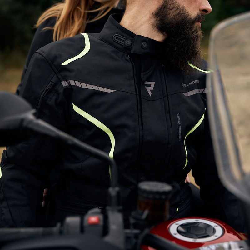 Giacca da moto Rebelhorn Hiker III nero-giallo fluo