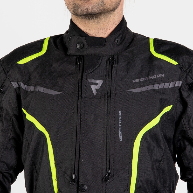 Giacca da moto Rebelhorn Hiker III nero-giallo fluo