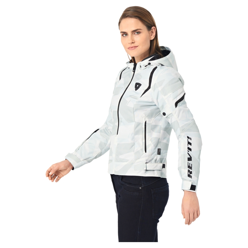 Giacca da moto Revit Flare 2 da donna, grigio e bianco