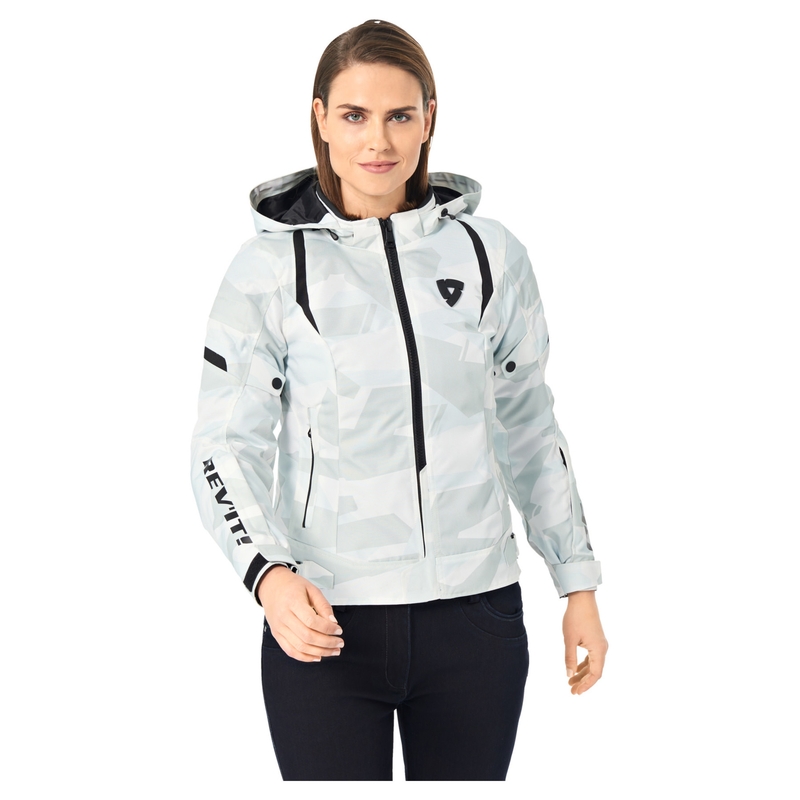 Giacca da moto Revit Flare 2 da donna, grigio e bianco