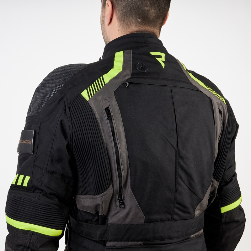 Giacca da moto Rebelhorn Patrol nero-grigio-giallo fluo