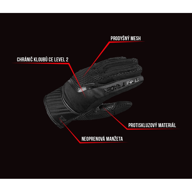 Guanti da moto da donna Street Racer Stunt neri