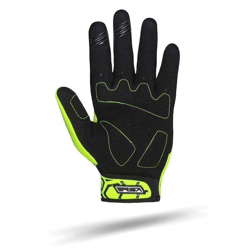 Guanti da moto per bambini RSA MX EVO nero-giallo fluo