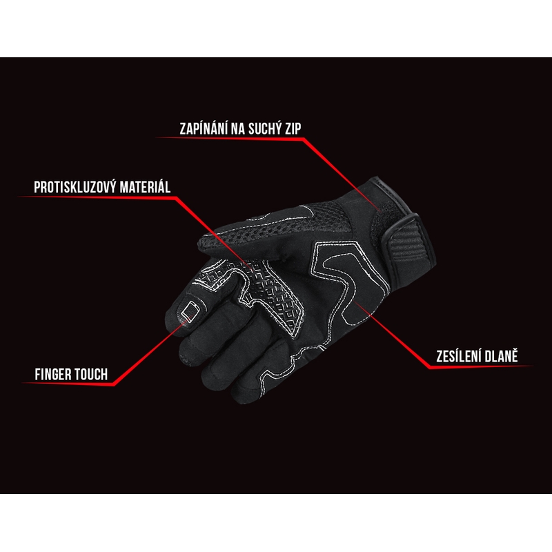 Guanti da moto da donna Street Racer Stunt nero-bianco