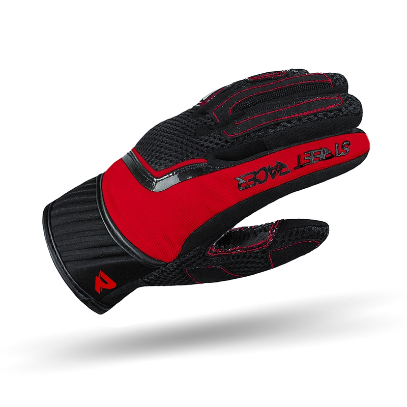 Guanti da moto da donna Street Racer Stunt nero-rosso