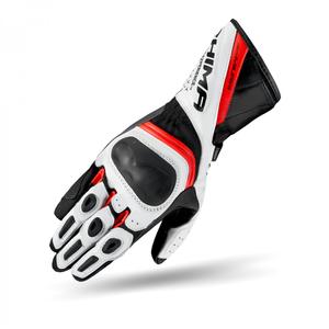 Guanti da moto da donna Shima Miura nero-bianco-rosso fluo