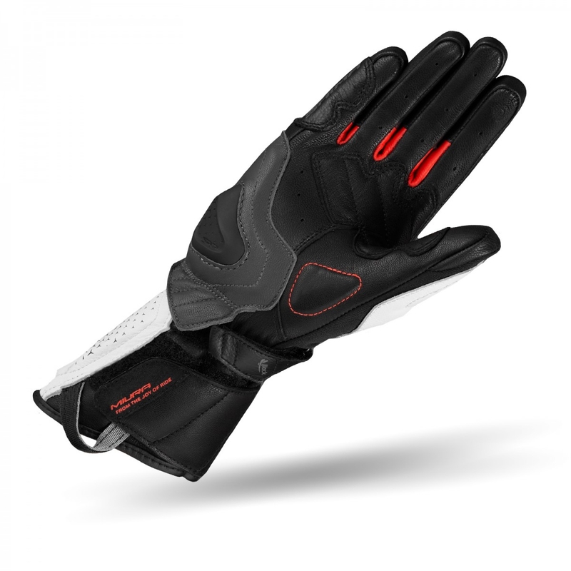 Guanti da moto da donna Shima Miura nero-bianco-rosso fluo
