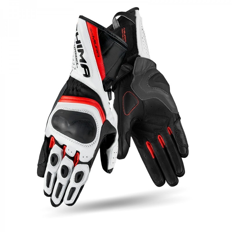 Guanti da moto da donna Shima Miura nero-bianco-rosso fluo
