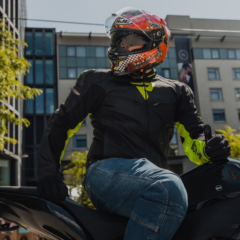 Giacca da moto Rebelhorn Vandal nero-giallo fluo Saldi