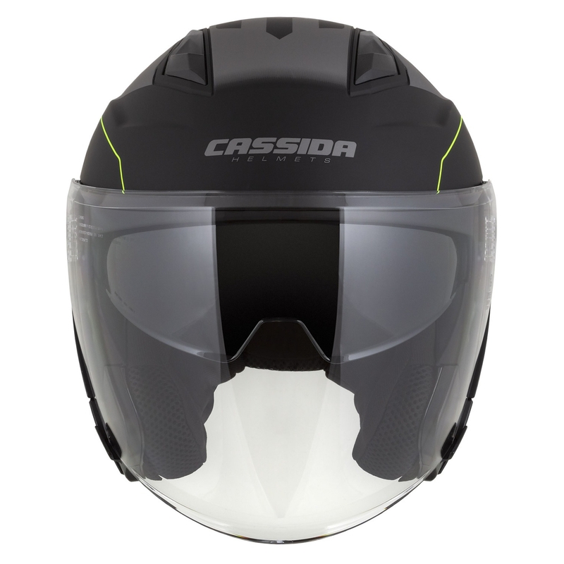 Casco moto aperto Cassida Jet Tech Roxor nero-grigio-giallo fluo opaco Saldi