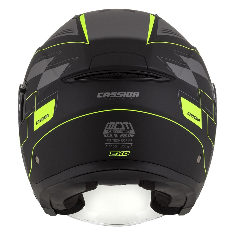 Casco moto aperto Cassida Jet Tech Roxor nero-grigio-giallo fluo opaco Saldi
