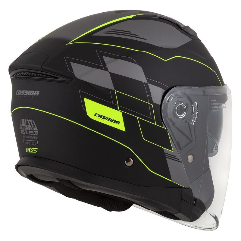 Casco moto aperto Cassida Jet Tech Roxor nero-grigio-giallo fluo opaco Saldi