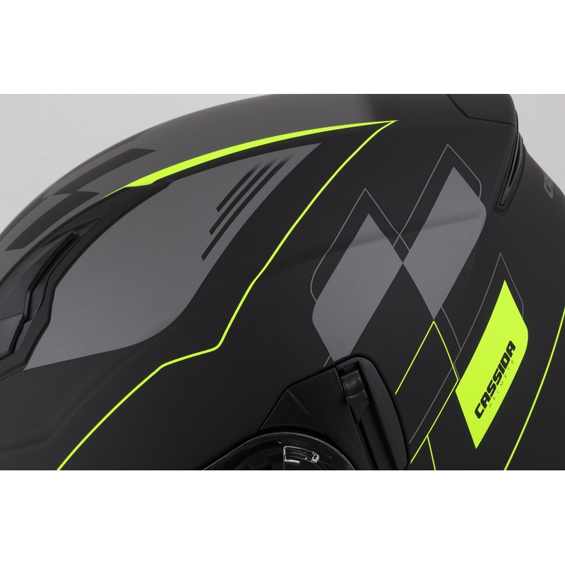 Casco moto aperto Cassida Jet Tech Roxor nero-grigio-giallo fluo opaco Saldi