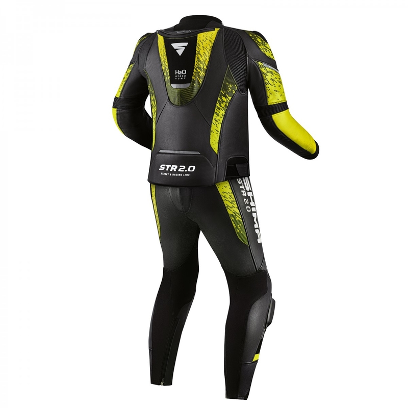 Tuta da moto Shima STR 2.0 nero-giallo fluo