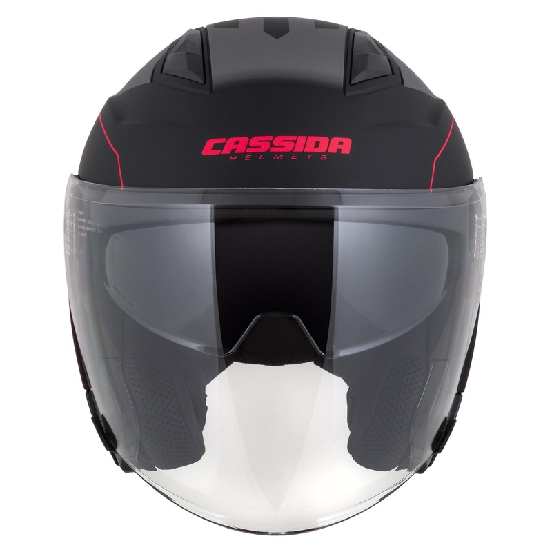 Casco moto aperto Cassida Jet Tech Roxor nero-grigio-rosso fluo opaco