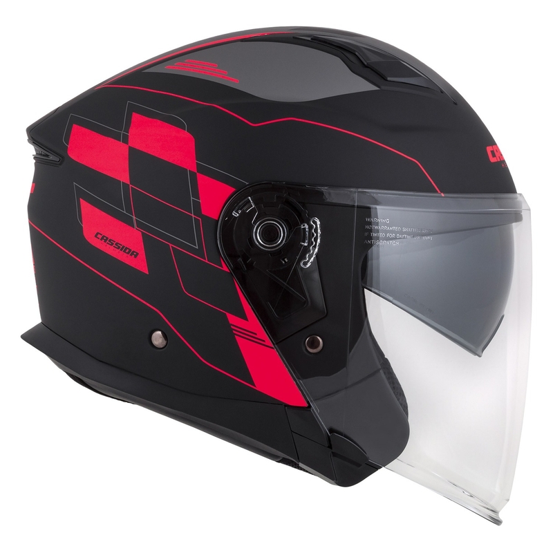 Casco moto aperto Cassida Jet Tech Roxor nero-grigio-rosso fluo opaco