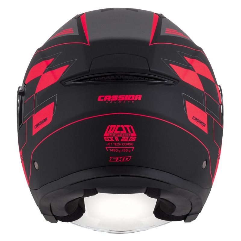 Casco moto aperto Cassida Jet Tech Roxor nero-grigio-rosso fluo opaco
