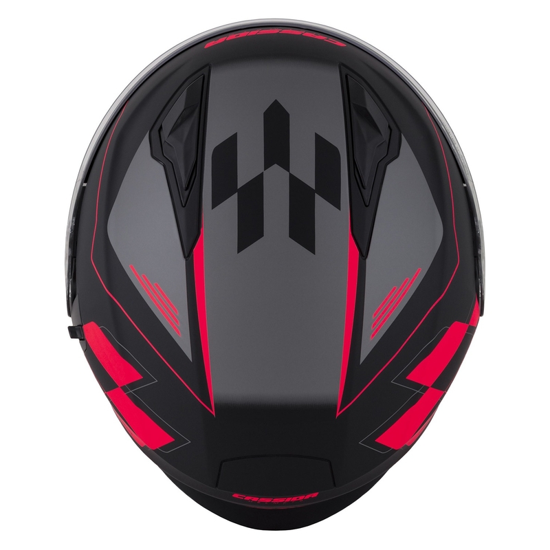 Casco moto aperto Cassida Jet Tech Roxor nero-grigio-rosso fluo opaco
