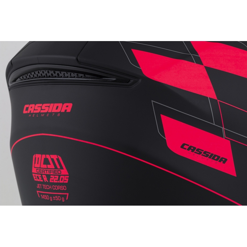 Casco moto aperto Cassida Jet Tech Roxor nero-grigio-rosso fluo opaco