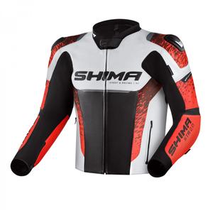 Giacca da moto Shima STR 2.0 nero-bianco-rosso fluo